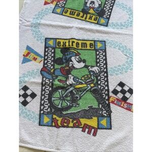 VTG Mickey‎ Mouse Beach Towel Extreme Team Motocross Biker USA 40"x 23"